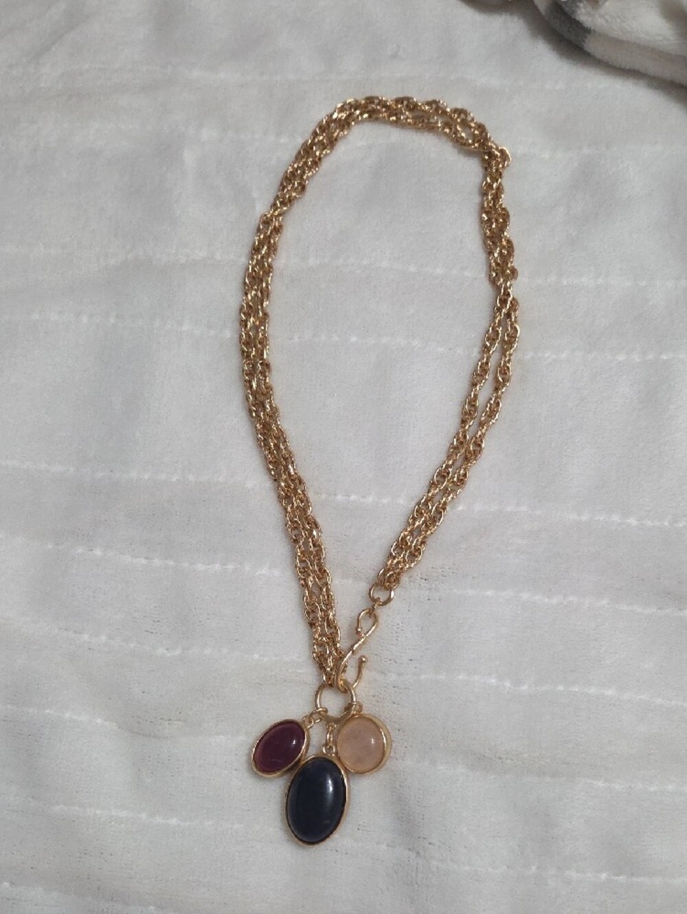 Chico's Gold-Tone Chain Necklace with Blue, Red & Pink Stones - Picture 3 of 4